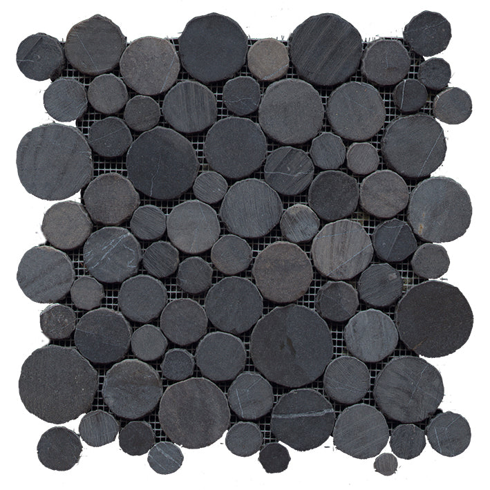 Porcelanosa Paradise Round Stone Negro 12x12 (please call for special pricing)