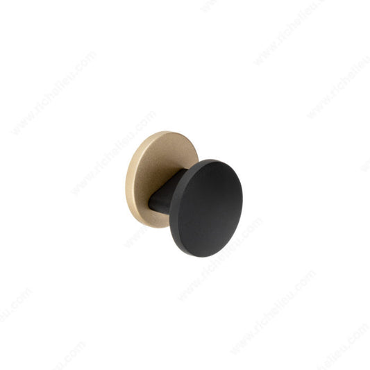 Richelieu Modern Metal Knob Satin Brass / Matte Black 