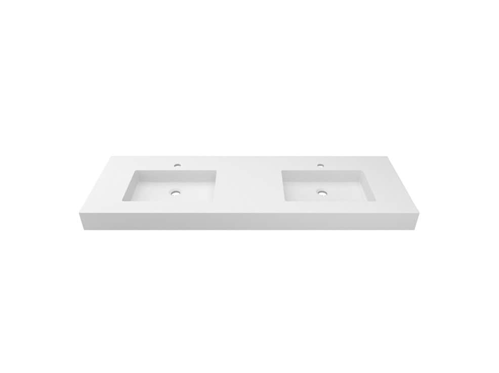 Porcelanosa Integrated Sink Double Bowl Kole 59'' x 19'' White