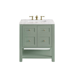 James Martin Breckenridge 30'' Single Vanity Smokey Celadon w/ 3CM Eternal Jasmine Pearl Top