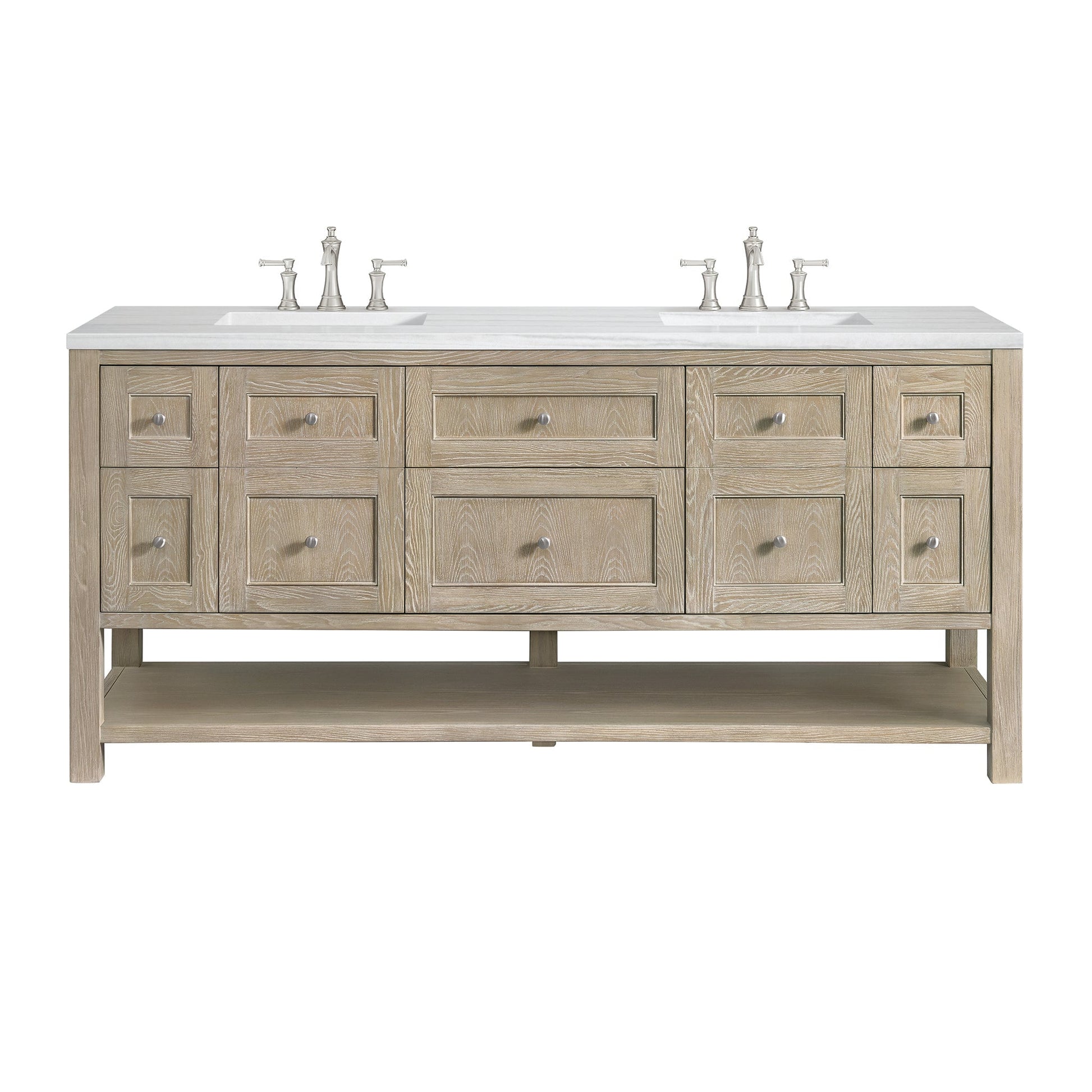 Breckenridge Double Vanity Whitewashed Oak 72"W x 23-1/2"D x 34"H 