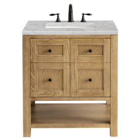 James Martin Breckenridge 30'' Single Vanity, Light Natural Oak w/ 3CM Victorian Silver Top