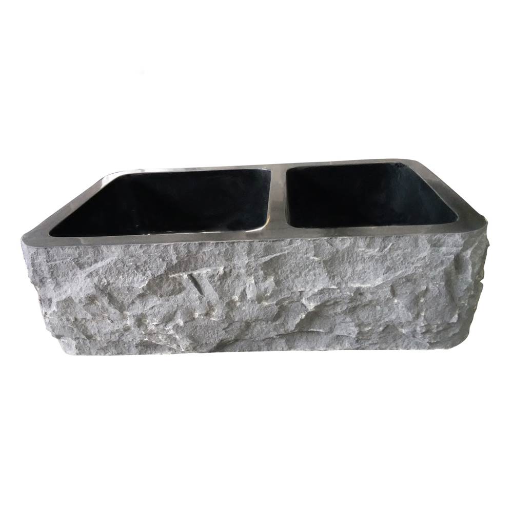 Barclay Brandi 36'' Granite Dbl BowlFarmerSink, Chiseled Frnt,GPBL