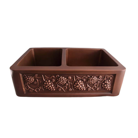 Barclay Concord 33'' Offset Dbl BowlCopper Farmer Sink-SAC