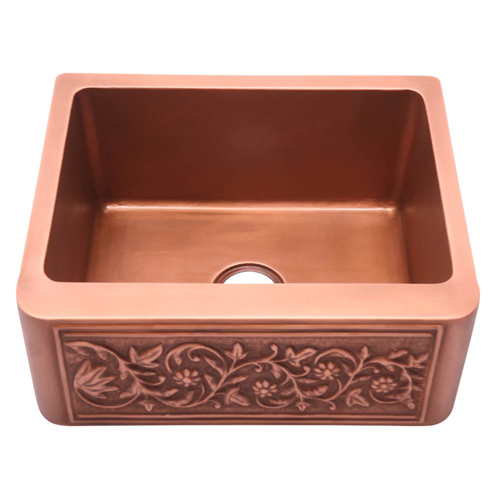 Barclay Cilantro 25'' Embossed SingleBwl Copper Farmer Sink-SAC