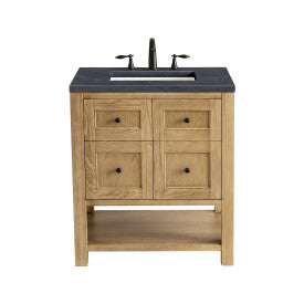 James Martin Breckenridge 30'' Single Vanity, Light Natural Oak w/ 3CM Charcoal Soapstone Top