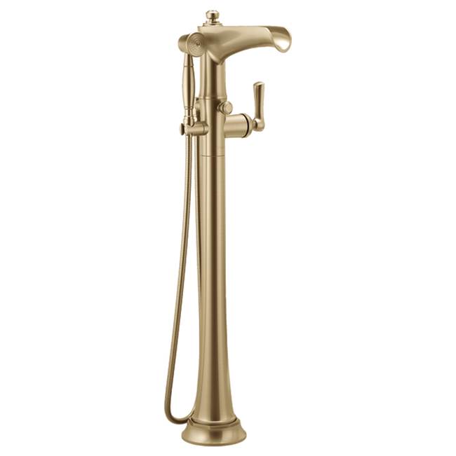 Brizo Rook: Free Standing Floor Mount Tub Filler Luxe Gold