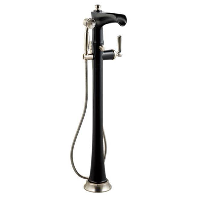 Brizo Rook: Free Standing Floor Mount Tub Filler Luxe Nickel Matte Black