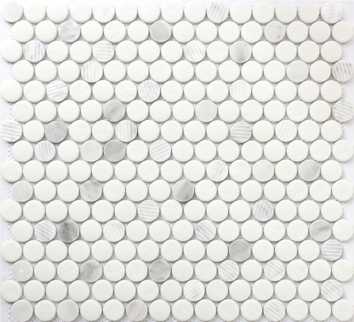 Carrara Carrara 12×12 Penny Round Mosaic  FWMGST1002