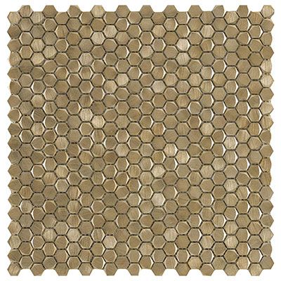 Porcelanosa Gravity Aluminium Hexagon Gold 12x12