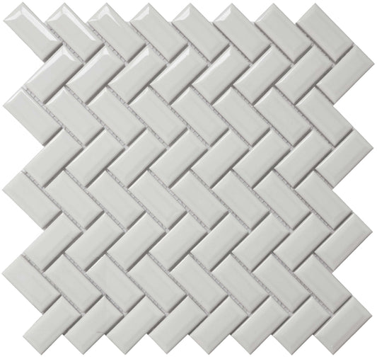 Royal White Glossy Diamond Herringbone Mosaic