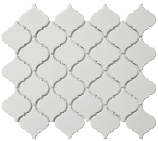 Royal White Glossy Arabesque Lantern Mosaic